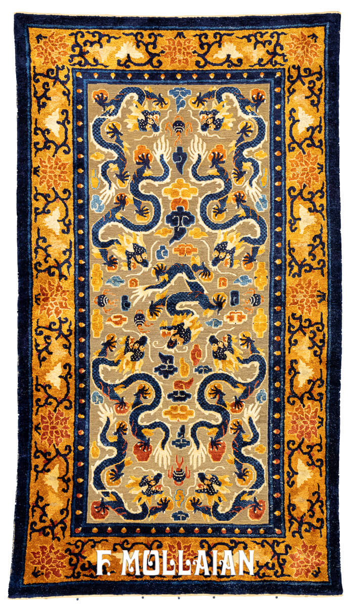 Imperial Silk and Metal Thread Chinese Rug n°:945127